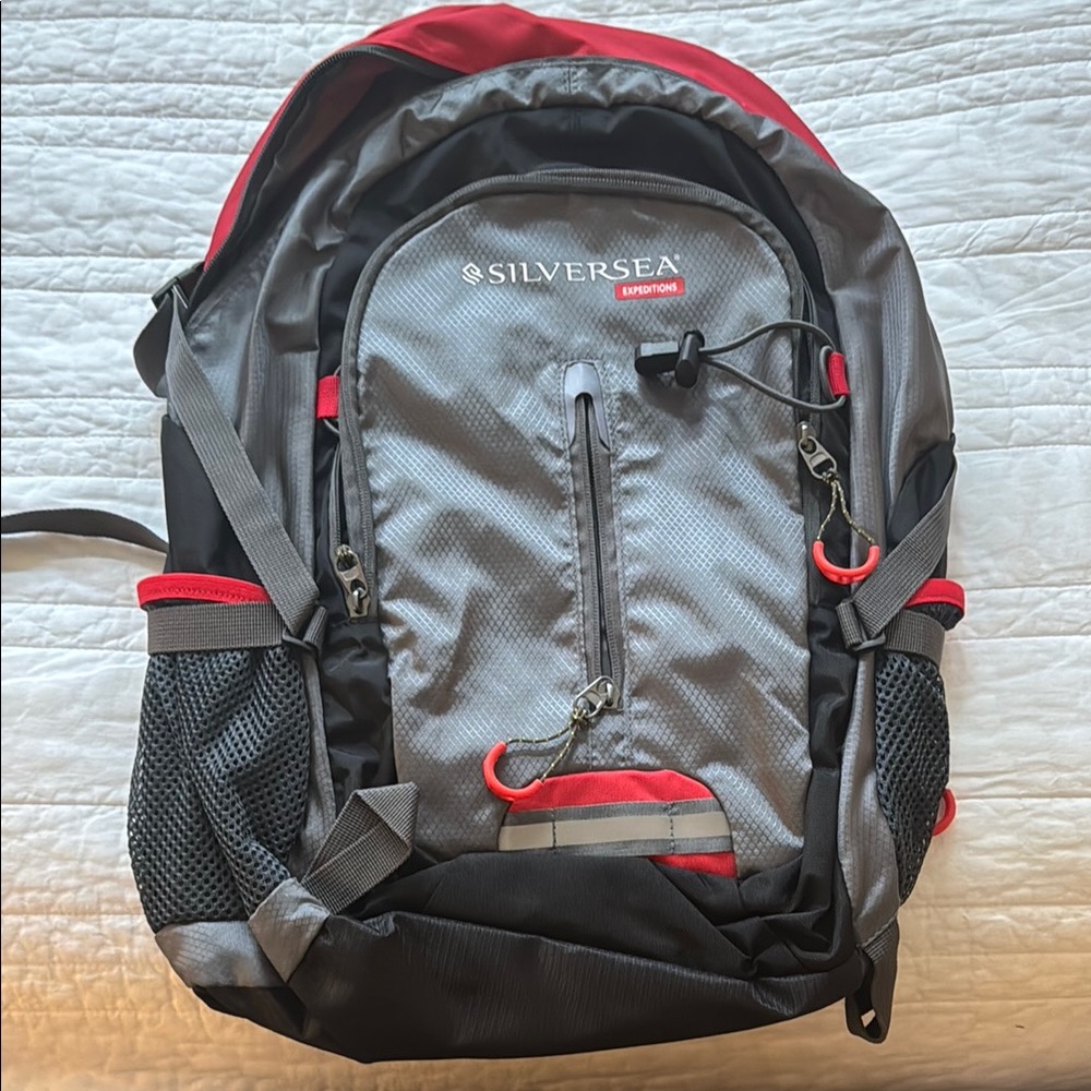 Expedition Gray and Red Backpack unisex